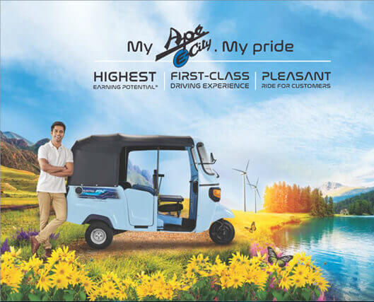 Apé E-City - Electric Passenger Auto Rickshaw in Chennai.E Auto Rickshaw in Chennai.